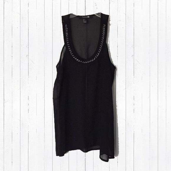 Forever 21 Tops - Donated - Sheer black tank with chain neckline